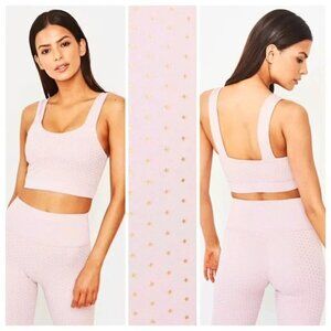 New All Fenix Anthropologie Sports Bra Twighlight Blush Metallic Star Print NWT